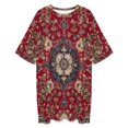 thumbnail image 3 of Red Floral Persian Rug Sleepshirts For Sleeping Travels Loose Sleepdress Pajama Dress Soft Nightdress Sleepwear, 3 of 7