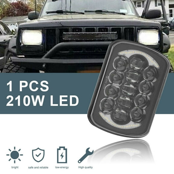 210W 5x7'' 7x6'' LED Headlight High Low Beam Halo DRL For Jeep Cherokee XJ YJ