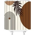 thumbnail image 3 of Mid Century Modern Shower Curtain Boho Abstract Brown Arch Sun Leaves Simple Minimalist Aesthetic Brown Plant Fabric Bathroom Curtains Decor Set with Hooks(72" WX72 H), 3 of 4