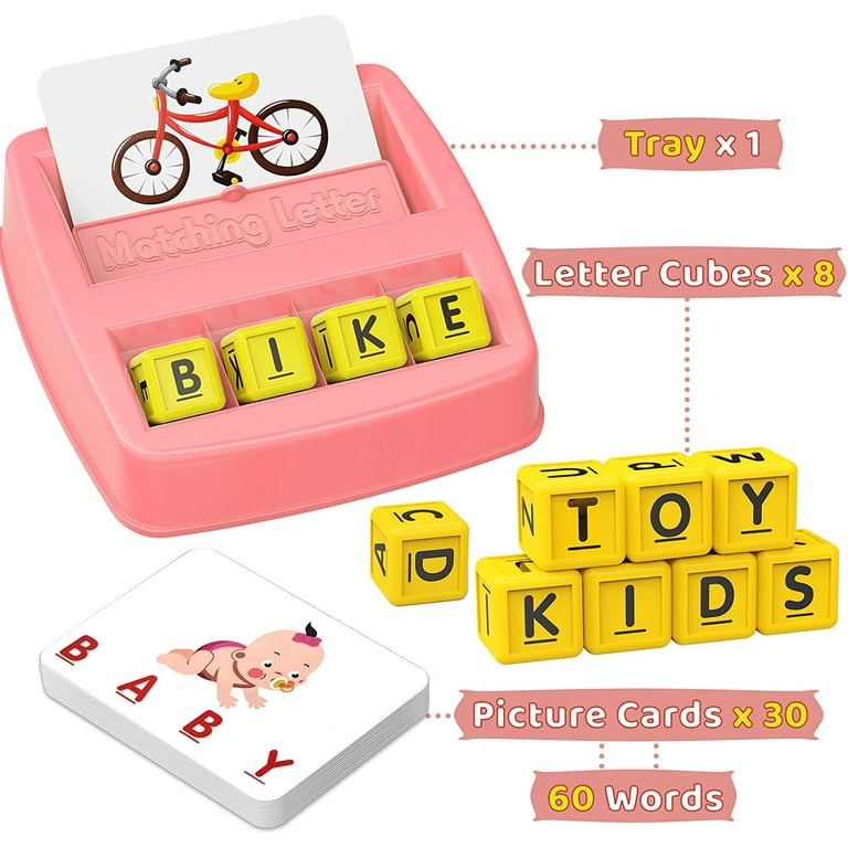 NARRIO Educational Toys for 3 4 5 Year Old Girls Gifts Matching Letter Spelling Games Learning Toys for Kids Ages 3 4 5 Birthday Easter Gifts for