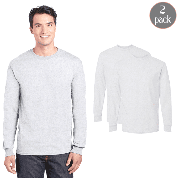 Gildan Men's DryBlend Long Sleeve T-Shirt, Everyday Comfort Casual Bulk Tee, Ash Color 2-Pack, S