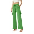 thumbnail image 2 of Cargo Pants Women Petite Size Elastic Waist Bootcut Yoga Workout Casual Trousers Light Green 2XL, 2 of 5