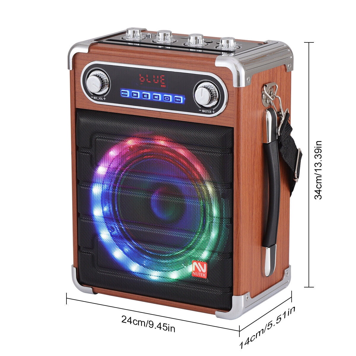 Lohoms Bluetooth Speaker Portable Karaoke Machine PA System 6.5" Woofer with 2 Wireless Microphones Remote LED Lights, Black