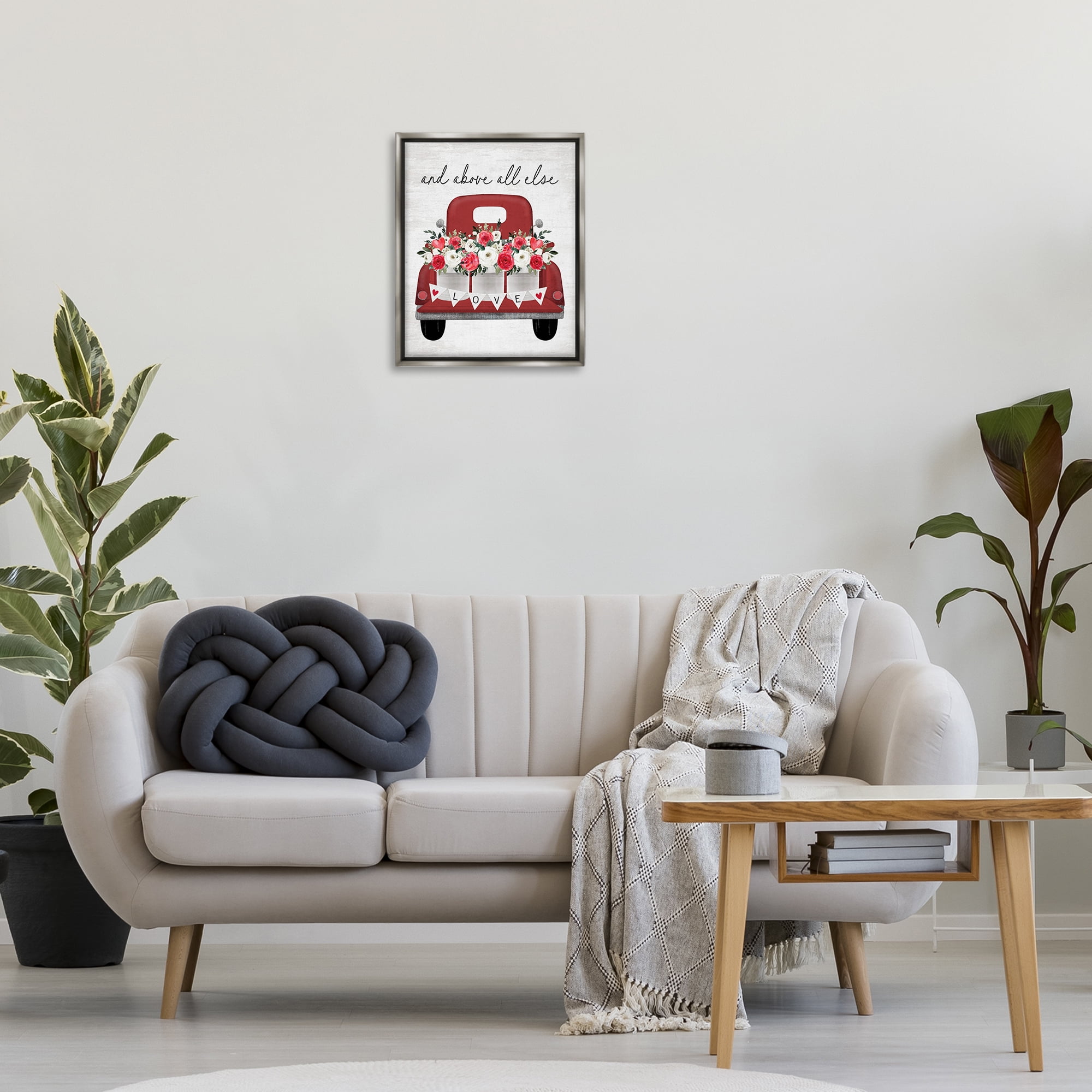 Stupell Industries Love Above All Else Transportation Painting Gray Floater Framed Canvas Art Print Wall Art, 17 x 21