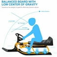 thumbnail image 3 of Snow Sled with Steering Wheel and Foot-Brake, Ski Sled Slider for Age 4+ Kids, Yellow, 3 of 10