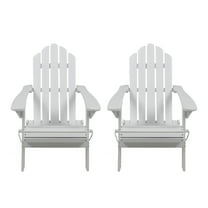 Cytheria Acacia Wood Outdoor Foldable Adirondack Chairs, Set of 2, White