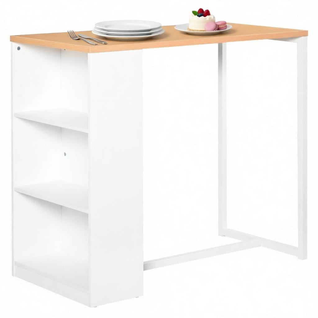 Bar Table with Storage Shelves 45.25x21.75x39.25 Inch Anti-Toppling for Kitchen Dining Room Pub