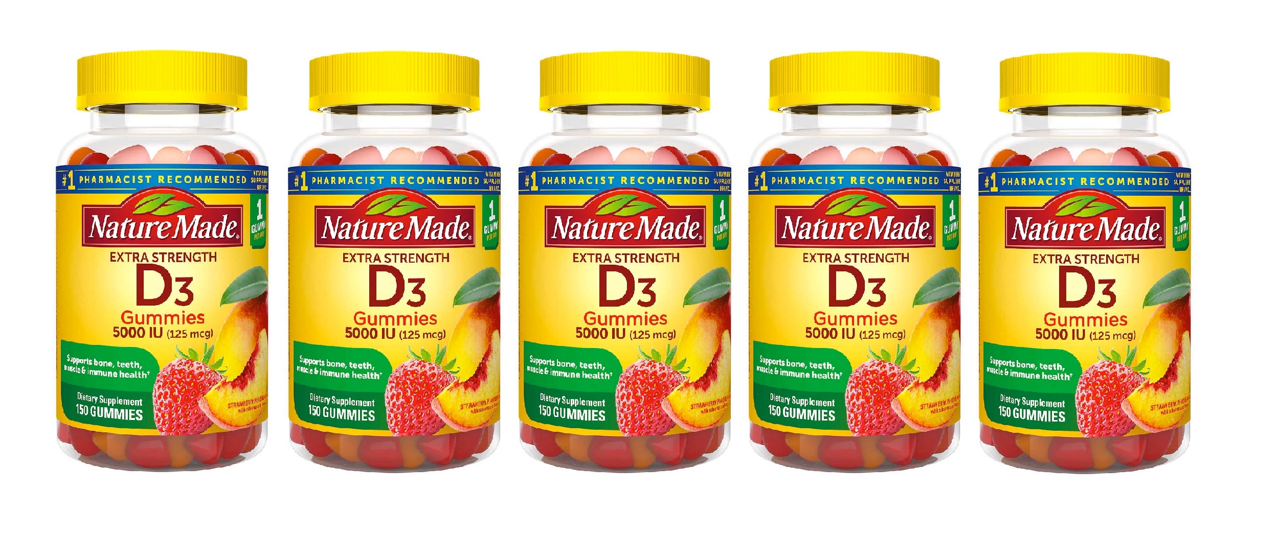 Nature Made Extra Strength Vitamin D3 125 mcg, 150 Gummies 5PK