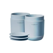 Corelle Stoneware 13.5 oz Travel Tumblers with Lids and Sleeves, Set of 2, Nordic Blue