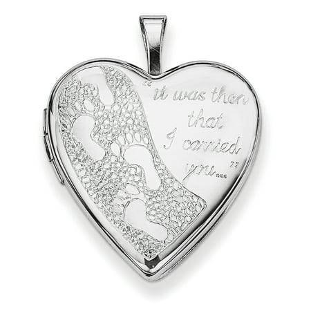 Picture Charm Pendant - 925 Sterling Silver 20mm Footprints Heart Photo Pendant Charm Locket Chain Necklace That Holds Pictures Gifts For Women For Her