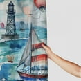 thumbnail image 3 of Orinice  Watercolor Lighthouse Sailboat  Waterproof Shower Curtain Set Vintage Abstract Ocean Nautical Themed Waves Anchor with Waterproof Toilet Cover Shower Mat Rugs, 69x72, 3 of 7