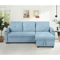 thumbnail image 1 of 80" W Sleeper Couch with Storage, 2 in 1 Pull-Out Sofa Bed with Storage Chaise and Cup Holder, L-Shape Linen Corner Sofa & Couches with Chaise for Living Room Small Apartment, 1 of 9