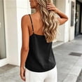 thumbnail image 5 of VBVC Women's Cotton Linen Side Button Tank Top , Ladies' Spaghetti Strap Asymmetrical Blouse , Summer Vacation Casual Cami For Women ,Black,S-2XL, 5 of 6