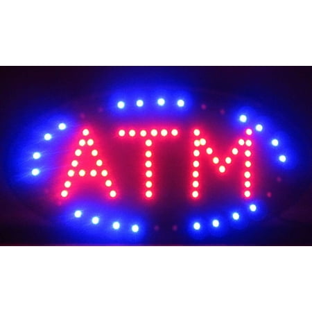 - 2xhome - ATM LED Neon Light Open Sign Highly Visible with Color Animation Power On/off Two Switch Switches for Business ATM with Chain