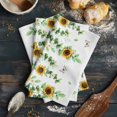 thumbnail image 6 of Sunflower Kitchen Towels Set of 3, Water Absorbent Dish Towel, Butterfly Flowers Green Leaf Watercolor White Decorative Hand Towels - Quick Drying Cloth for Cooking Baking, 18x28 Inch, 6 of 8