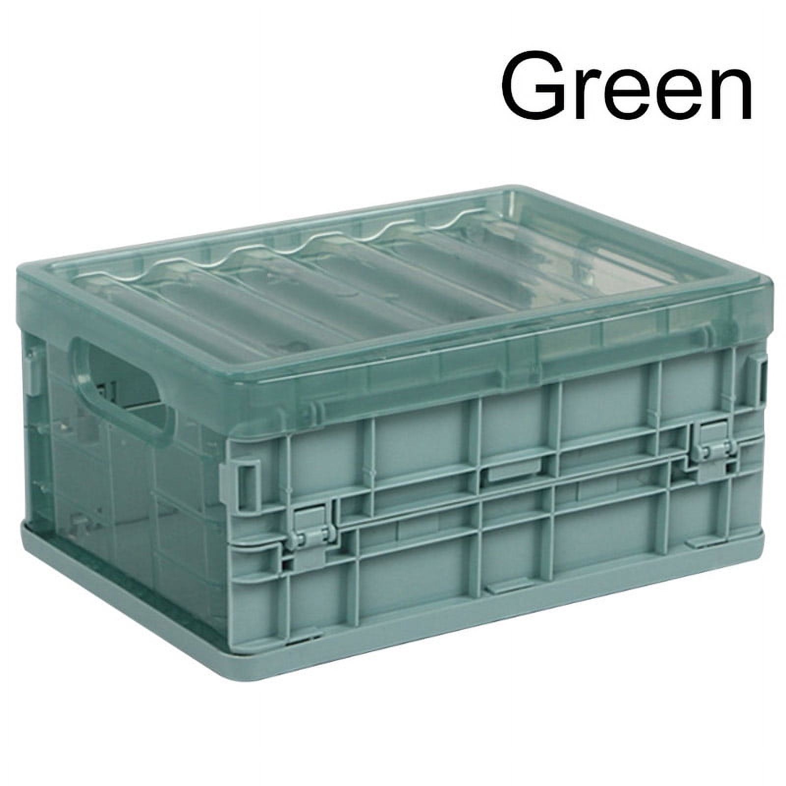 Foldable Plastic Storage Container Basket With Lid, Thickened Student Organizer Box, Simple Plastic Box, Storage Boxes Used for Wardrobe/Clothing/Books - image 3 of 8