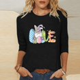 thumbnail image 1 of Xihbxyly Hauts Grande Taille pour Femmes Manches 3/4 T-shirt Imprimé Col Rond de Pâques Manches 3/4 Chandail Col Rond Cadeau de Vacances, 1 of 5