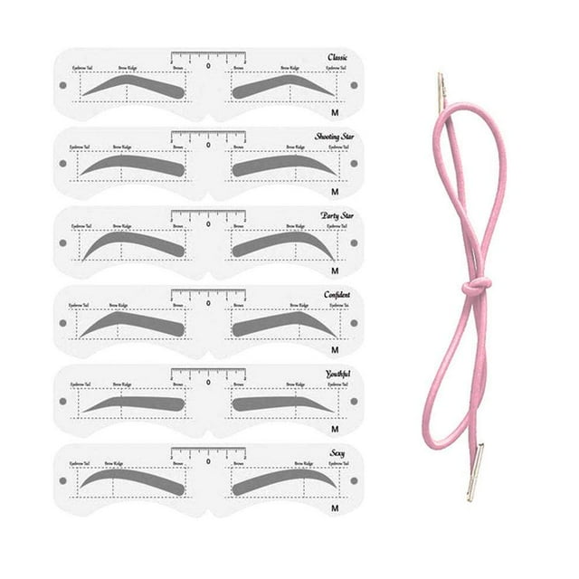 Juego de moldes para cejas de maquillaje, moldeador de cejas suave de PEVA con banda elástica, herramienta de maquillaje reutilizable para principiantes.