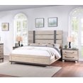 thumbnail image 3 of Arbela 3-Piece Wood Bedroom Set, Queen Size Panel Bed with Two Nightstands, Weathered Oak Finish, 3 of 12