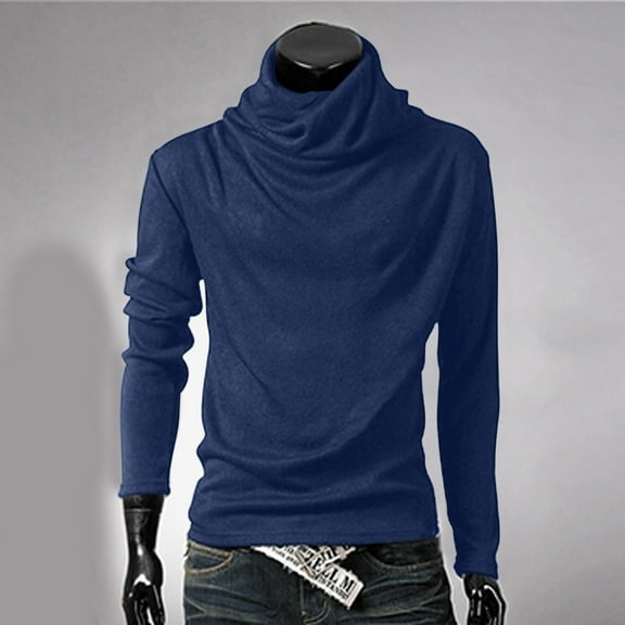 jjayotai Clearance Sweater For Men Men's Turtleneck Sweater Solid Color Pullover Long Sleeve Loose Base Shirt Top Warm Jumpers