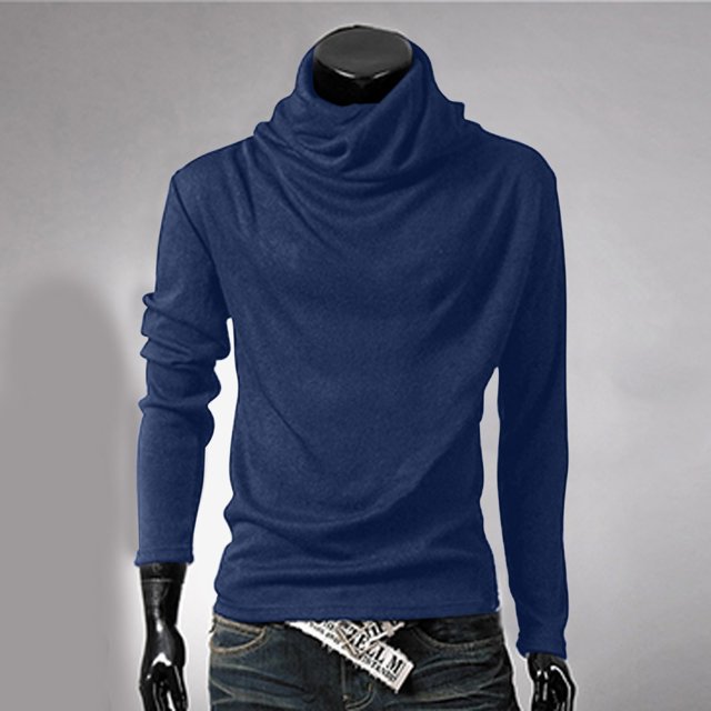 EGNMCR Turtleneck Sweater for Men,Sweaters for Men Men's Solid Color High Neck Pullover Long Sleeved Loose Base Shirt Top Sweater Turtleneck Sweater Men Sweater