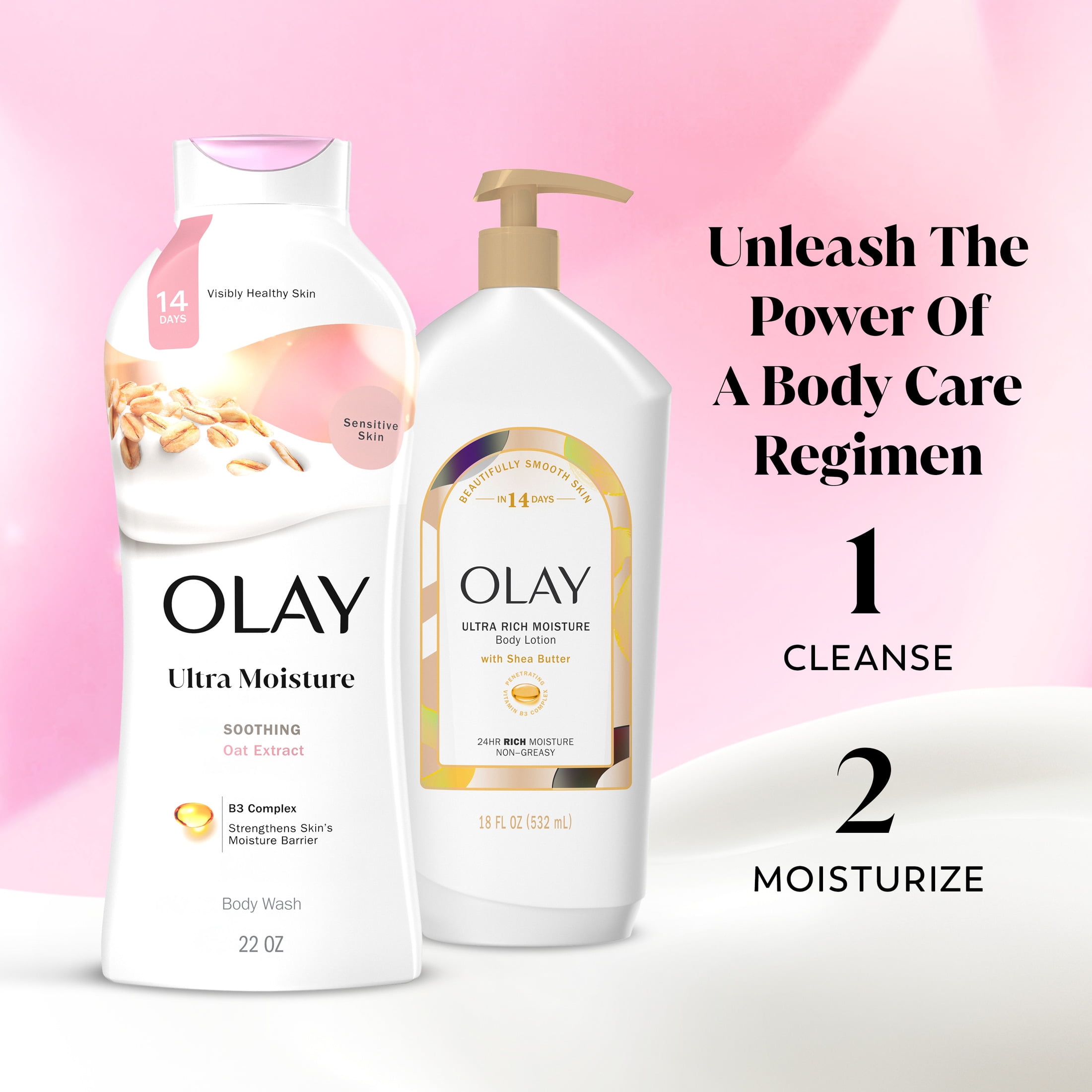 Olay Ultra Moisture Soothing Body Wash with Oat Extract, 22 fl oz, Moisturizing Body Wash for Sensitive Skin
