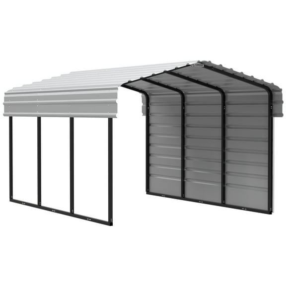 Arrow 10 x 15 x 7 ft Eggshell Carport With 1 Side Wall Kit