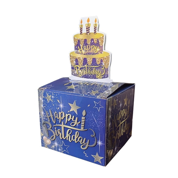 Caja de Dinero de Cumpleaños Naiovety Azul Cartón Extraíble