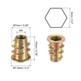 thumbnail image 2 of Uxcell Wood Furniture M4x10mm Threaded Insert Nuts Interface Hex Socket Drive 20Pack, 2 of 6