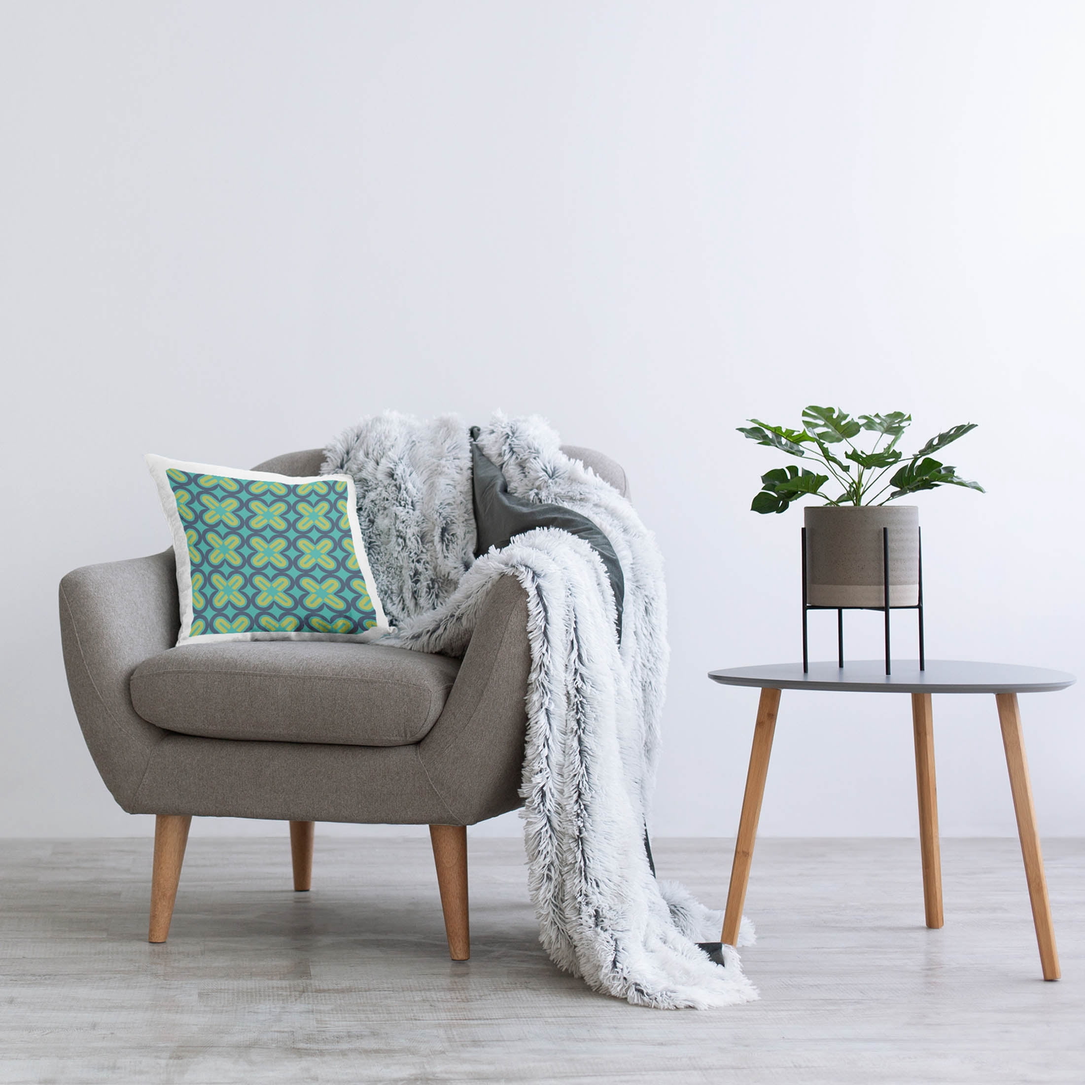 Stupell Industries Green Modern Shapes Pattern Printed Throw Pillow Design by George Tygert