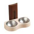 thumbnail image 6 of menolana Double Feeding Bowl, Wall Mounted Water Bowl, Space Saving, Accessories,Cats Food Feeder,Feeding Station for Balcony,Dog,Home , Brown and Beige, 6 of 8