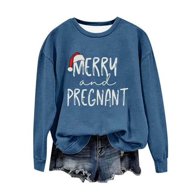 Birdeem Chandail de Noël pour Femmes Col Rond Imprimé Ample Manches Longues Sans Capuche