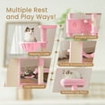 thumbnail image 4 of Merrland 65.7" Large Cat Tree Tower Condo for Cats with 2 Scratching Ramps, Hammock & Scratching Posts, Pink, 4 of 8