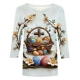 thumbnail image 4 of BiZtdJrK Womens Easter Day Shirt Funny Bunny Rabbit Printed Tops Fashion Colored Eggs Graphic Tees Spring Summer 3/4 Sleeve Shirts Multicolor XL Ofertas Flash Del Dia, 4 of 6