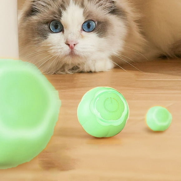 Cat Toys, Smart Ball Toy, Two Modes Silicone Suitable for Wood Floors, Tile Floors, Thin Carpet, Perfect Present for Cats LED Lights Bite Resistant