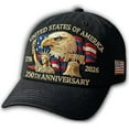 thumbnail image 2 of Eagle and Liberty United States, 250th Anniversary Hat, Adjustable Bald Eagle Embroidery Patriotic Baseball Cap for Veterans, 2 of 8
