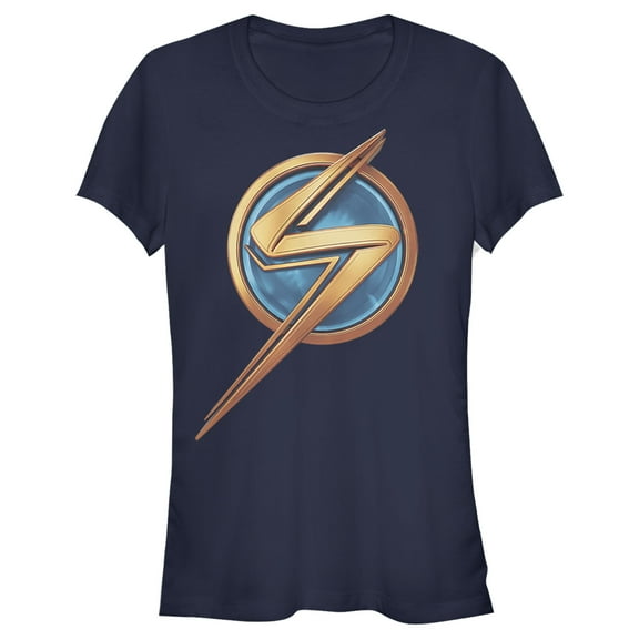 Junior's Marvel: Ms. Marvel Logo Icon Graphic Tee Navy Blue Large
