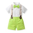 thumbnail image 5 of Ketyyh-chn99 Toddler Kids Baby Boys Formal Suit Gentleman Shirt with Bowtie + Suspender Shorts Pants Overalls Clothes Fashion Set Green,4-5 Years, 5 of 5