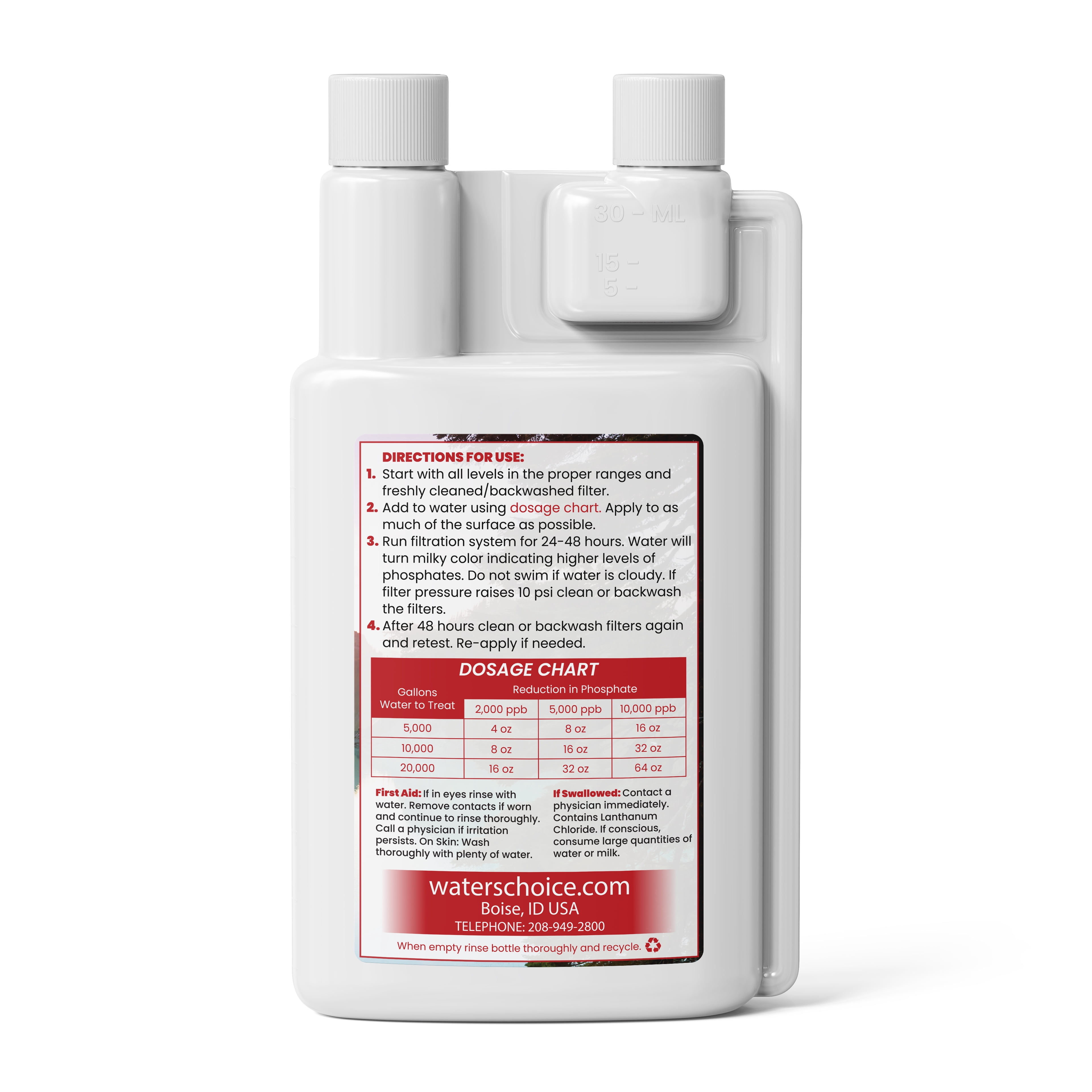 Waters Choice Concentrated Pool Phosphate Remover - 32 oz - Maximum Strength, Fast Acting