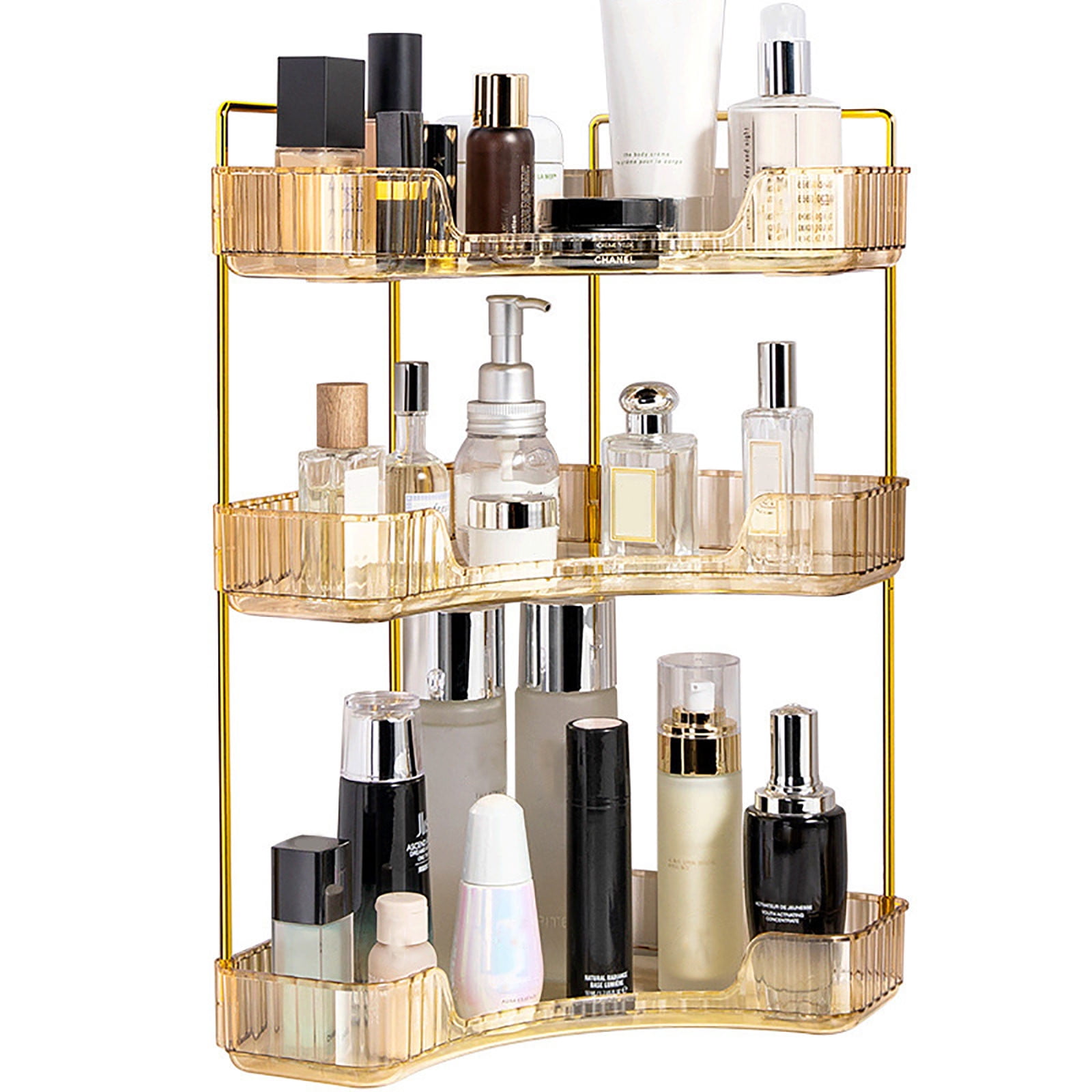 3-Tier Corner Bathroom Counter Organizer – Storage Shelf for Makeup, Perfume & Toiletries, Space-Saving Countertop Tray, Fits Bathroom, Dresser, Kitchen