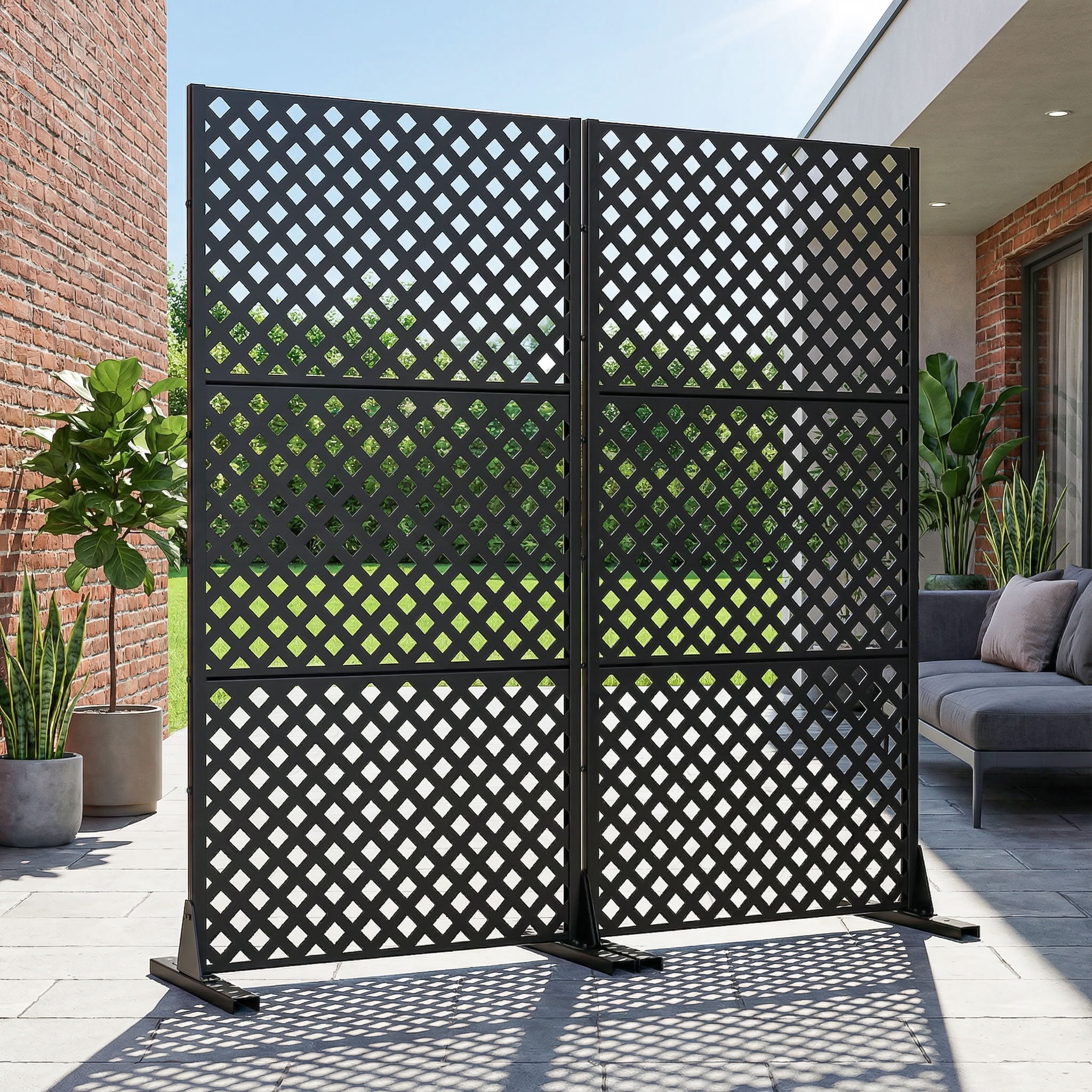MAYEERTY 5 Panels Outdoor Privacy Screen, Metal Decorative Privacy Fence, 2 pcs Privacy Panel for Patio, Balcony, Backyard, Garden