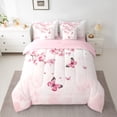 thumbnail image 2 of Manfei Cute Butterflies 7-Piece Twin Bedding Sets,Cherry Blossom Bedding Comforter Set,Light Pink Sheet Sets For Princess,Super Cozy Room Decor Reversible, 2 of 8