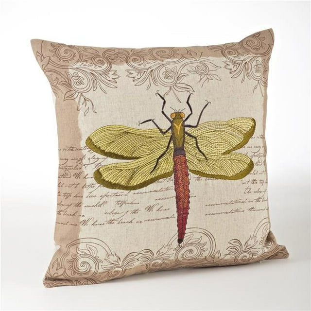 Saro Lifestyle 0213.N17S 17 in. Natural Dragon Fly Square Pillow - Natural