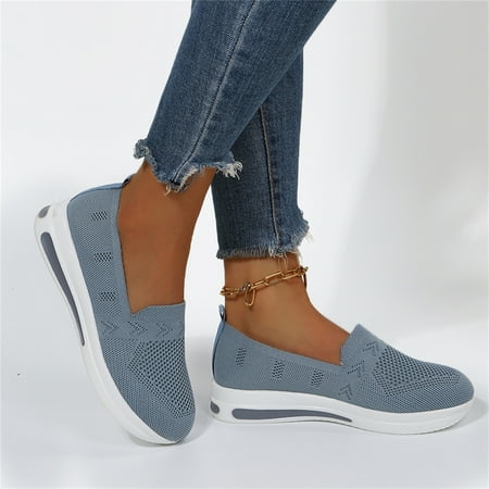 Orthopedic Shoes For Women Plantar Fasciitis Lightweight Knitted Loafers Casual Flat Walking Shoes Clearance Sale