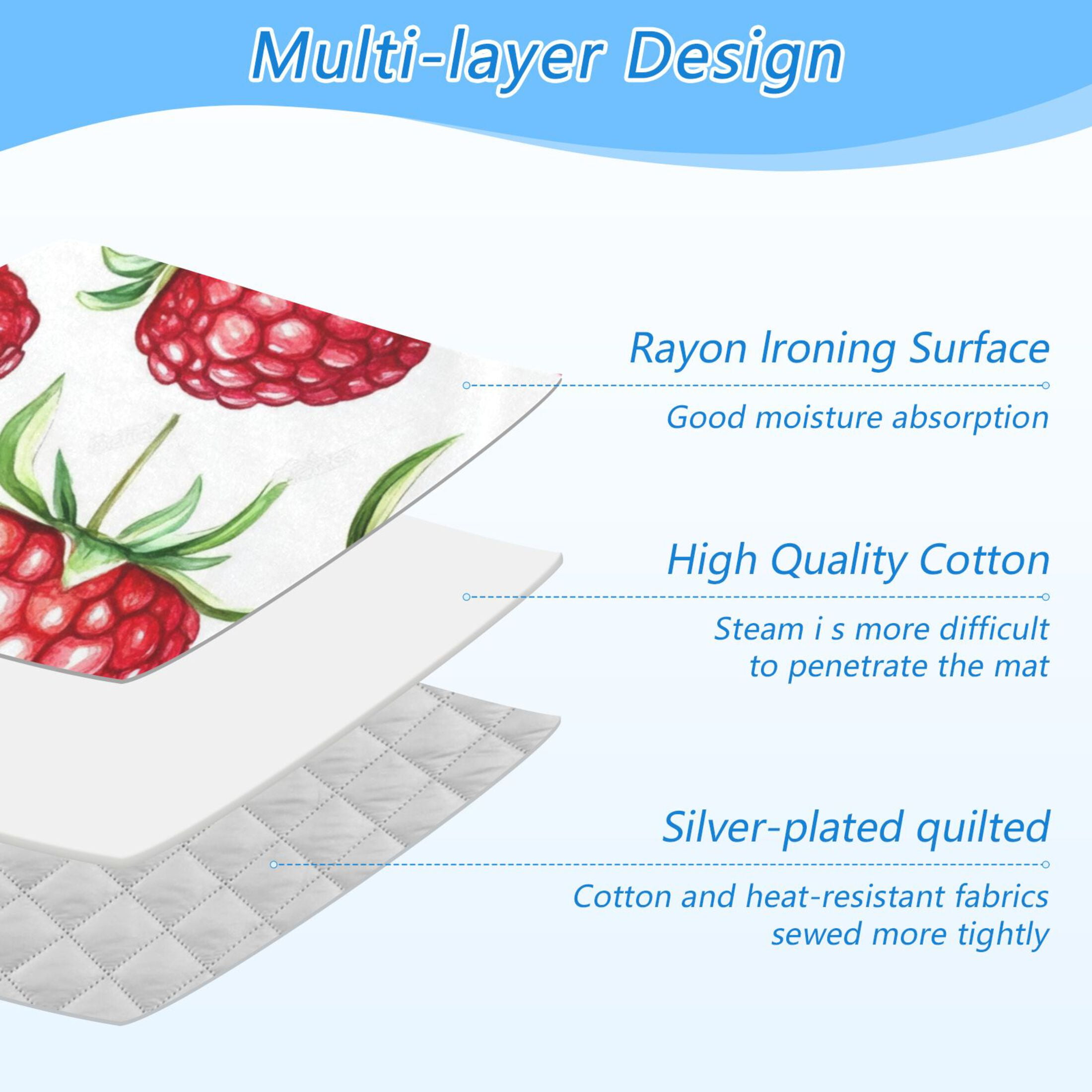 Cartoon Strawberry Pattern Ironing Mat Blanket for Table Top Travel Portable Ironing Board Pad 47.2x27.6 Inch