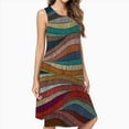 thumbnail image 2 of 70s Retro Colorful Wavy Casual Sleeveless Loose Sundress Dress For Women Summer Dress Daily Woman, 2 of 4