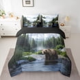 thumbnail image 2 of Homewish Woodland Animal Bear 7pcs Bedding Comforter Set,Rustic Natural Scenery Queen Bedding Sets,Green Brown Queen Sheet Sets For Kids,Microfiber Bedroom Decor Reversible, 2 of 8