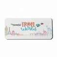 thumbnail image 1 of Saying Computer Mouse Pad, Travel the World Lettering Around Globe Landmarks Balloons Work of Art Image, Rectangle Non-Slip Rubber Mousepad X-Large, 35" x 15" Gaming Size, Multicolor, by Ambesonne, 1 of 2