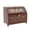 Brown, variant on Double Layer Bread Box with Golden Trim for Kitchen Countertop | Wooden Bread Container for Kitchen Counter, Large Capacity Bread Keeper, Farmhouse Food Organizer with Glass Window
