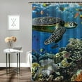 thumbnail image 2 of Autua Coral Reef Fish Bathroom Décor Set with Hooks, 100% Polyester Shower Curtain 60"x72, 2 of 7